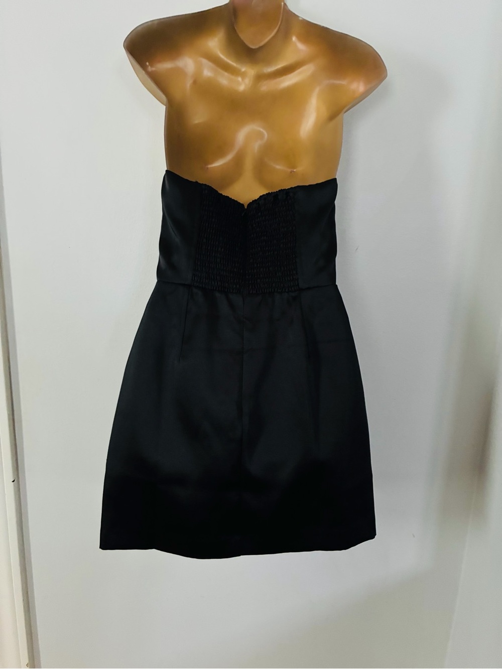 H&M Strapless Black Mini Dress – Satin Look Party Cocktail Dress –s - Picture 4 of 5
